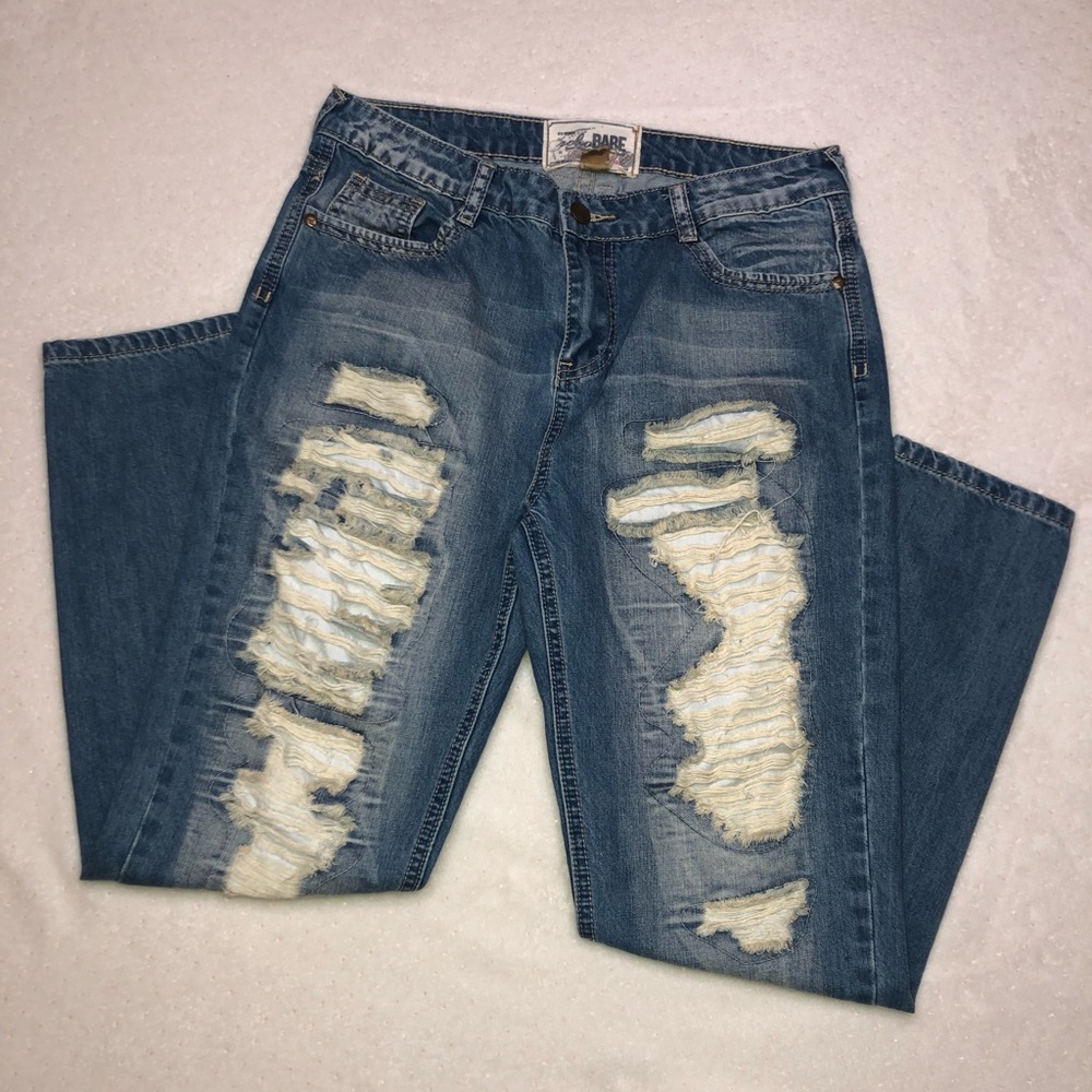 Soho BABE distressed jeans medium wash 5 pocket high rise size 7 junior